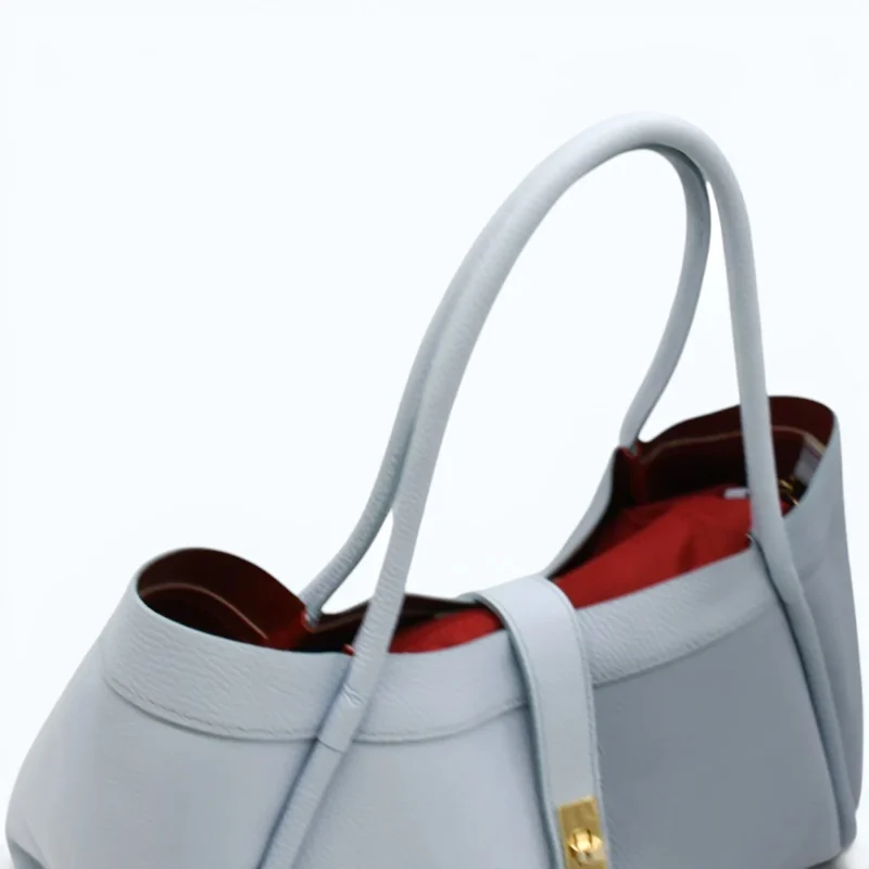Marge Baby Blue Leather Handbag interior