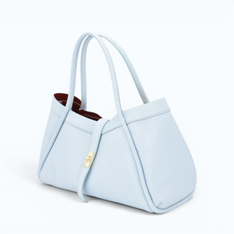 Marge Baby Blue Leather Handbag left side