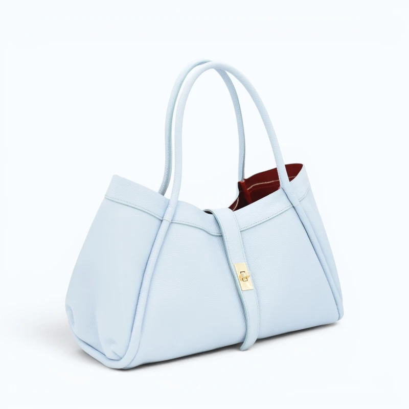 Marge Baby Blue Leather Handbag right side