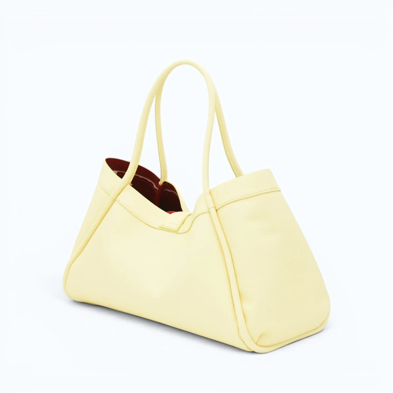 Marge butter yellow Leather handbag back sides