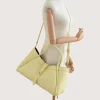 Marge butter yellow Leather handbag shoulder detail