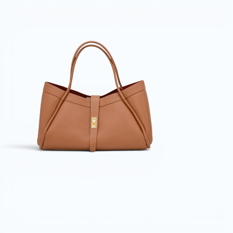 Marge camel Leather Handbag front