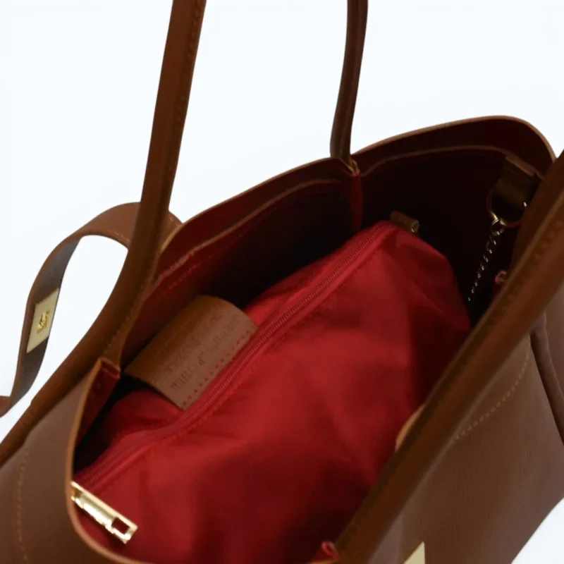 Marge Camel Leather Handbag interior