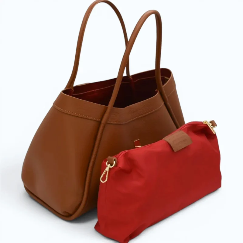 Marge camel Leather Handbag interior bag
