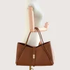Marge camel Leather Handbag on hand