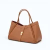 Marge camel Leather Handbag right side