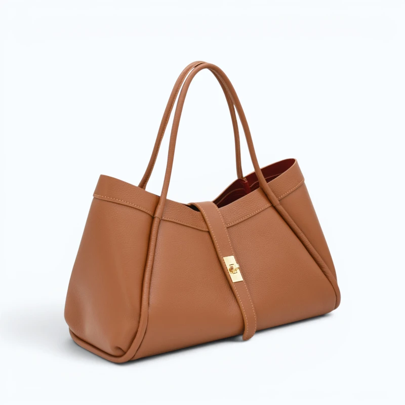 Marge camel Leather Handbag side