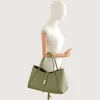 Marge Pistachio Green Leather Handbag hand model
