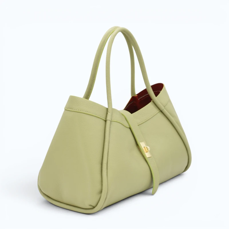 Marge Pistachio Green Leather Handbag right side