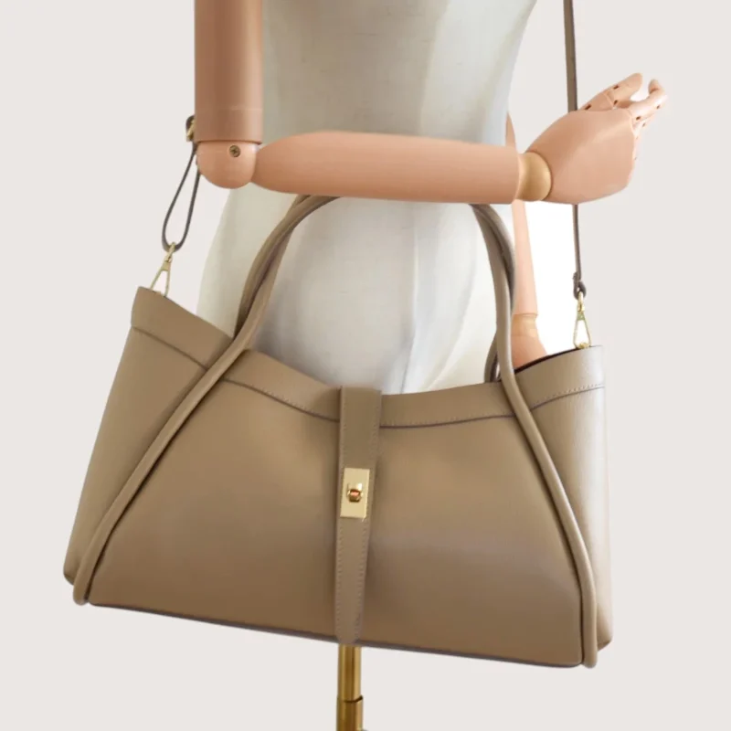 Marge Taupe Leather Handbag crossbody detail