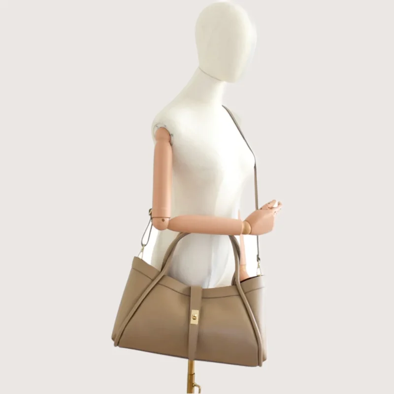 Marge Taupe Leather Handbag crossbody model