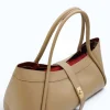 Marge Taupe Leather Handbag interior