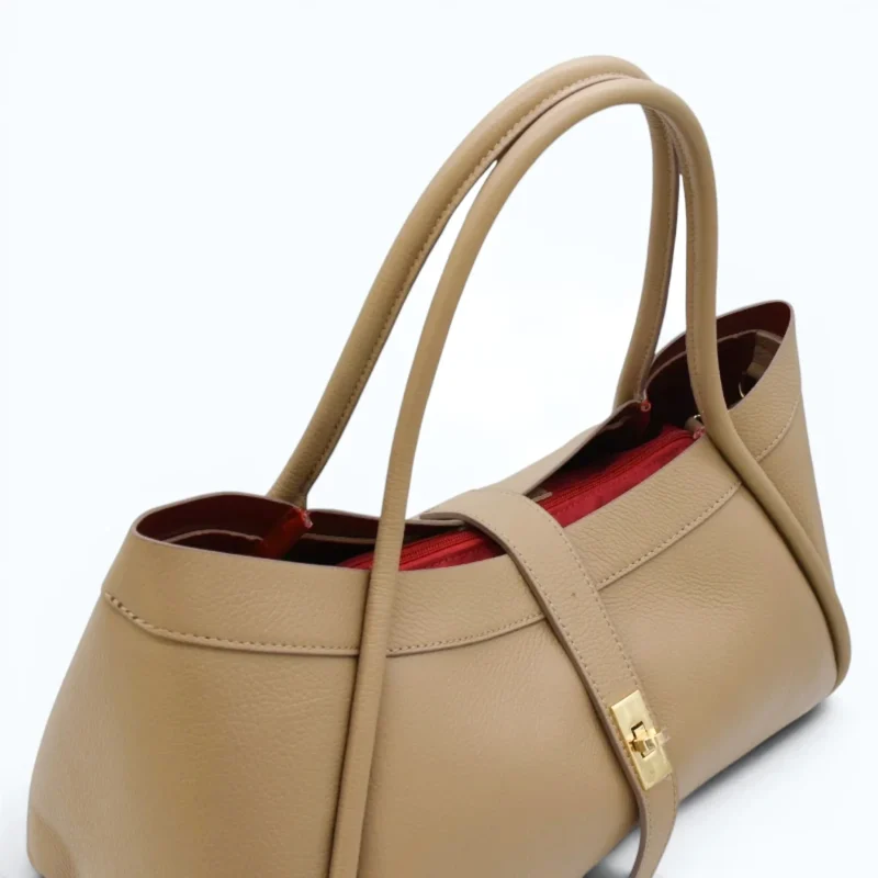 Marge Taupe Leather Handbag interior