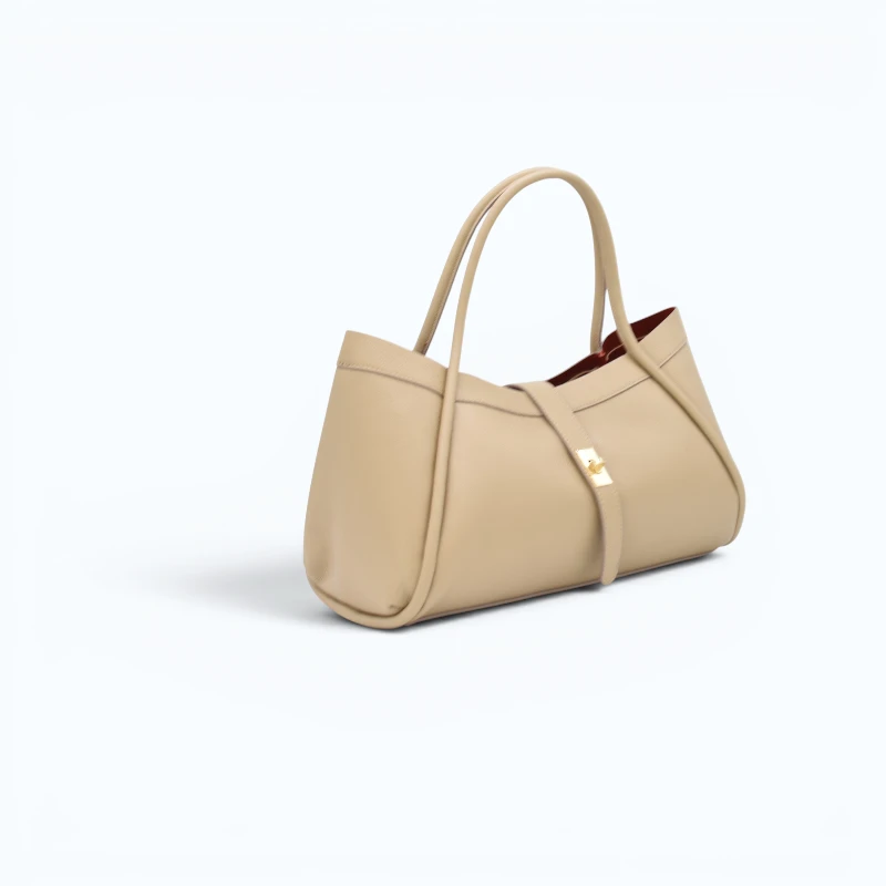 Marge Taupe Leather Handbag side left
