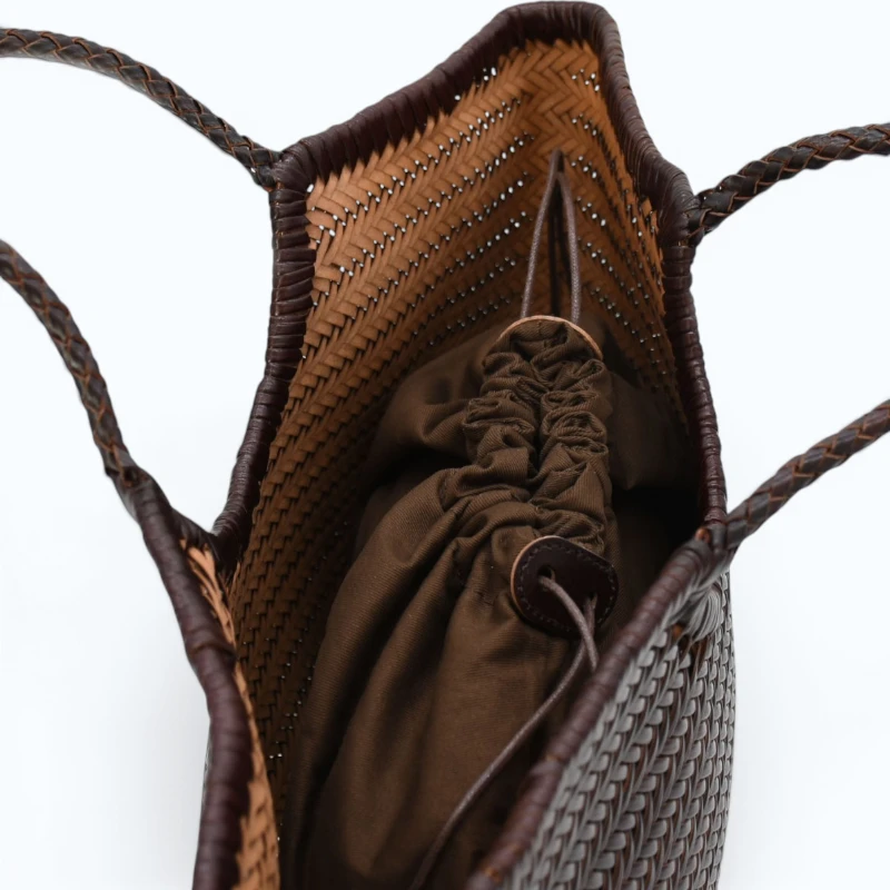 Summer Brown Leather Tote Bag interior