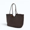 Summer Brown Leather Tote Bag side