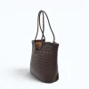 Summer Brown Leather Tote Bag sides