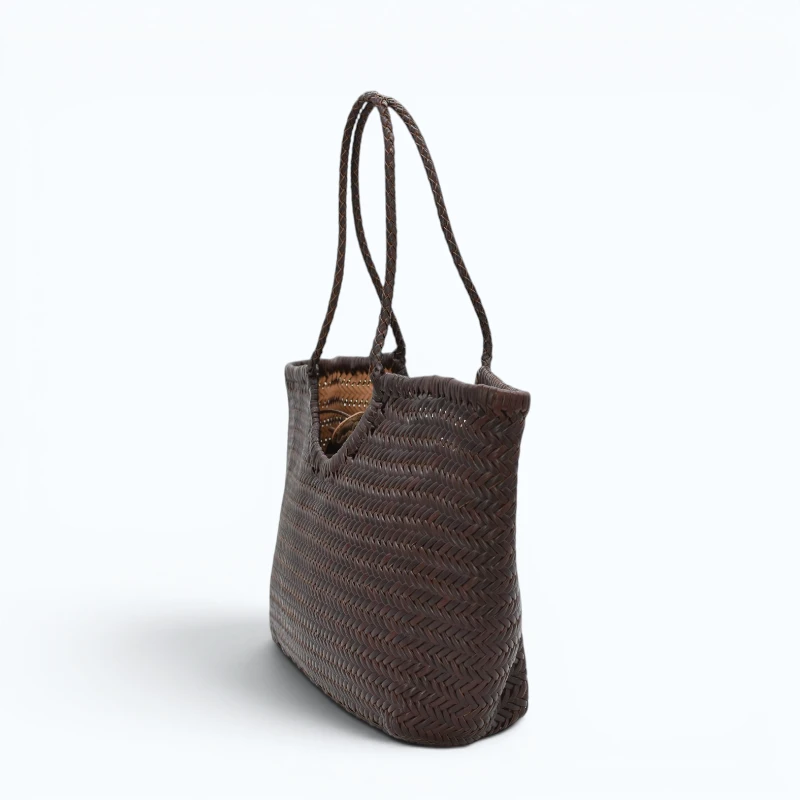 Summer Brown Leather Tote Bag sides
