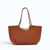 summer camel leather tote bag
