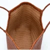 summer camel leather tote bag interior detailed