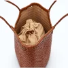 summer camel leather tote bag interior details