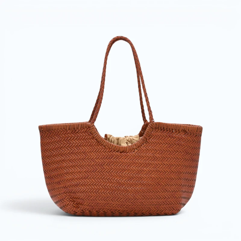 summer camel leather tote bag