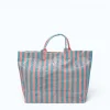 blue-and-pink-striped-beach-bag-back blue and pink striped waterproof tote bag