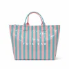 blue-and-pink-striped-beach-bag-white blue and pink striped waterproof tote bag