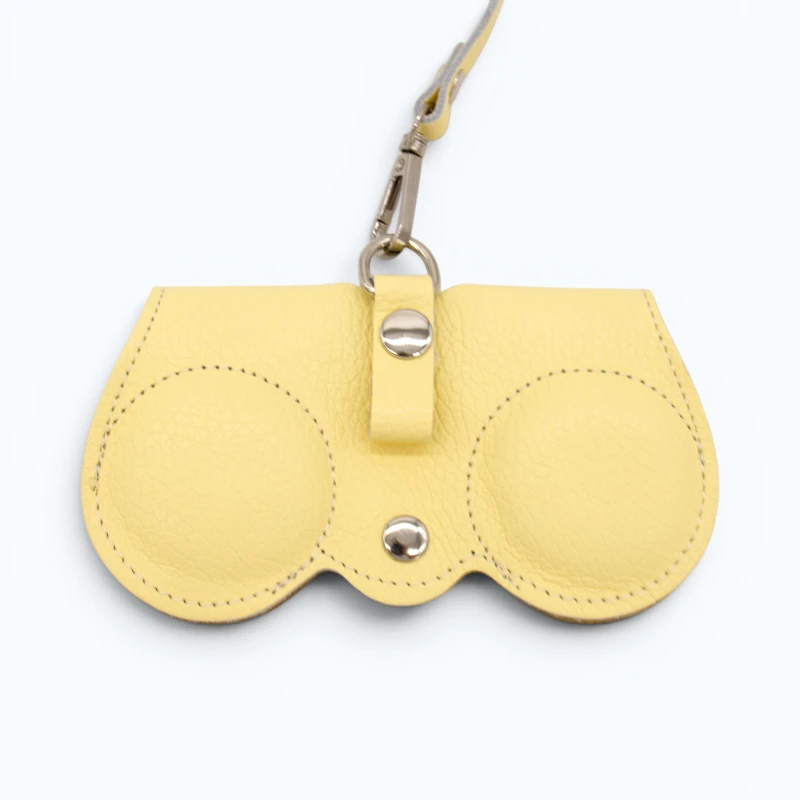 Owl Butter Yellow Leather Sunglasses Case back