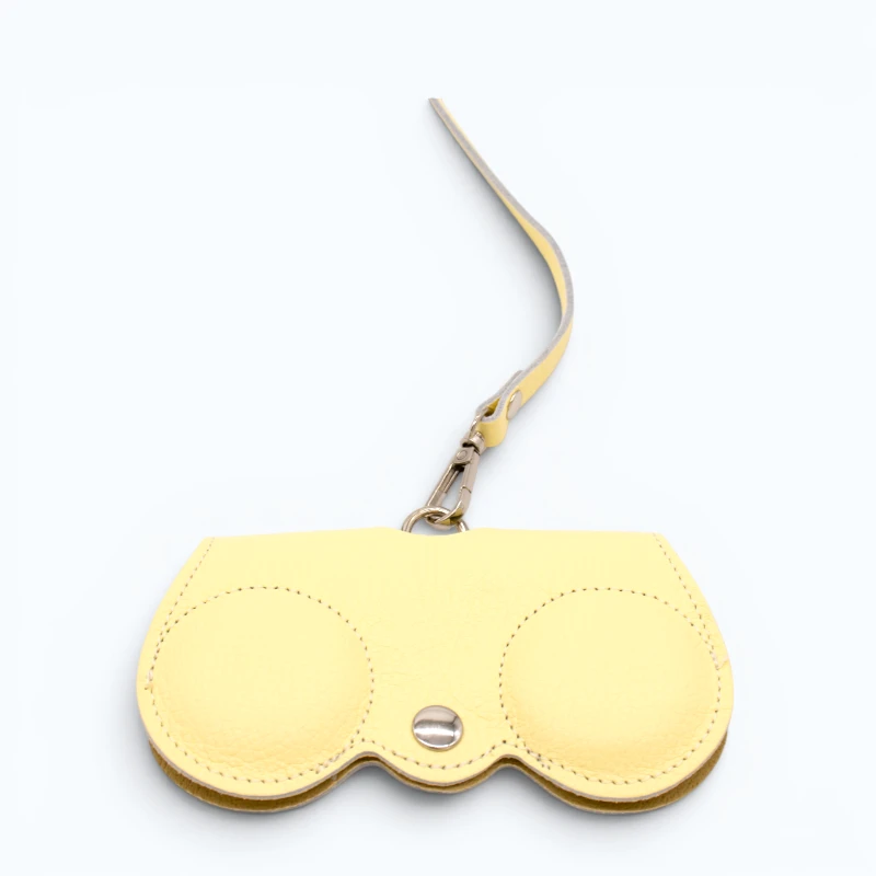 Owl Butter Yellow Leather Sunglasses Case