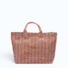 green-and-orange-striped-beach-bag-back green and orange striped waterproof tote bag back
