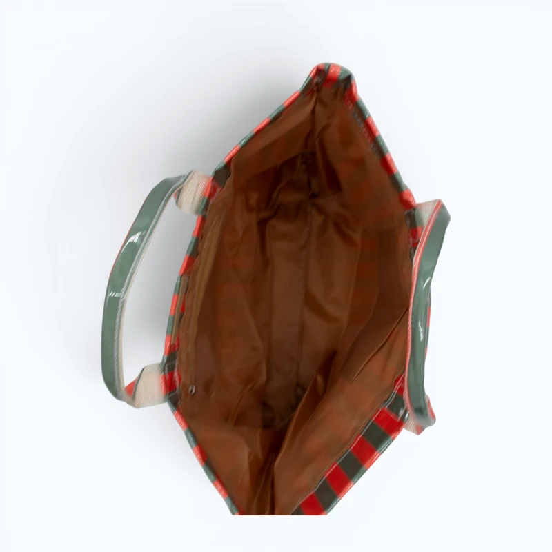 green-and-orange-striped-beach-bag-interior green and orange striped waterproof tote bag interior