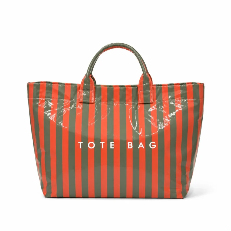 green-and-orange-striped-beach-bag-white green and orange striped waterproof tote bag