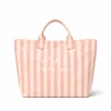 pink-and-beige-striped-beach-bag-white pink and beige striped waterproof tote bag