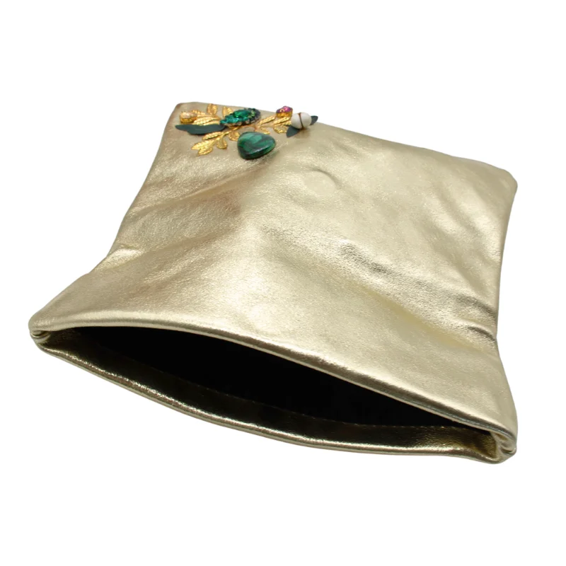 handmaded clutch leather bag interior