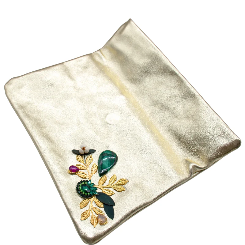 handmaded clutch leather bag open
