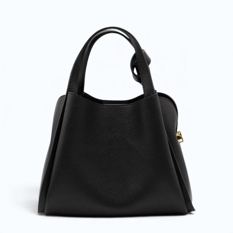 Bruna Black Leather Handbag back