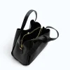 Bruna Black Leather Handbag interior details
