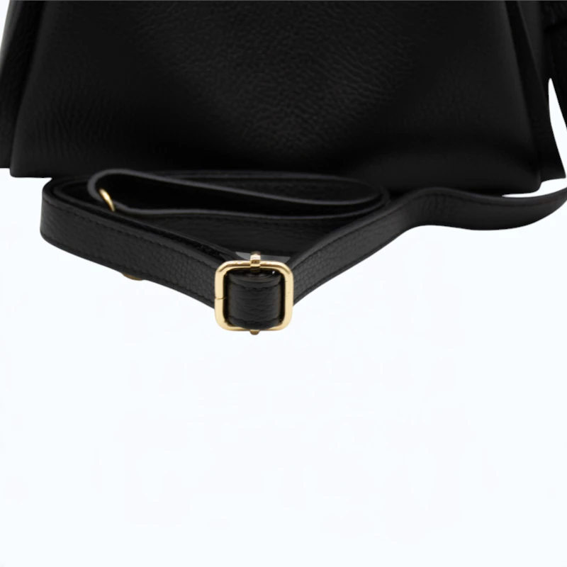Bruna Black Leather Handbag strap