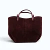 mag l bordeaux suede leather handbag closed