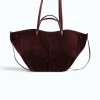 mag l bordeaux suede leather handbag strap