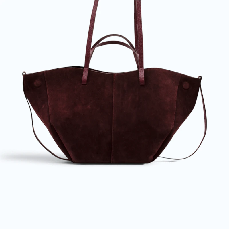 mag l bordeaux suede leather handbag strap