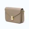 margot beige leather crossbody bag side details