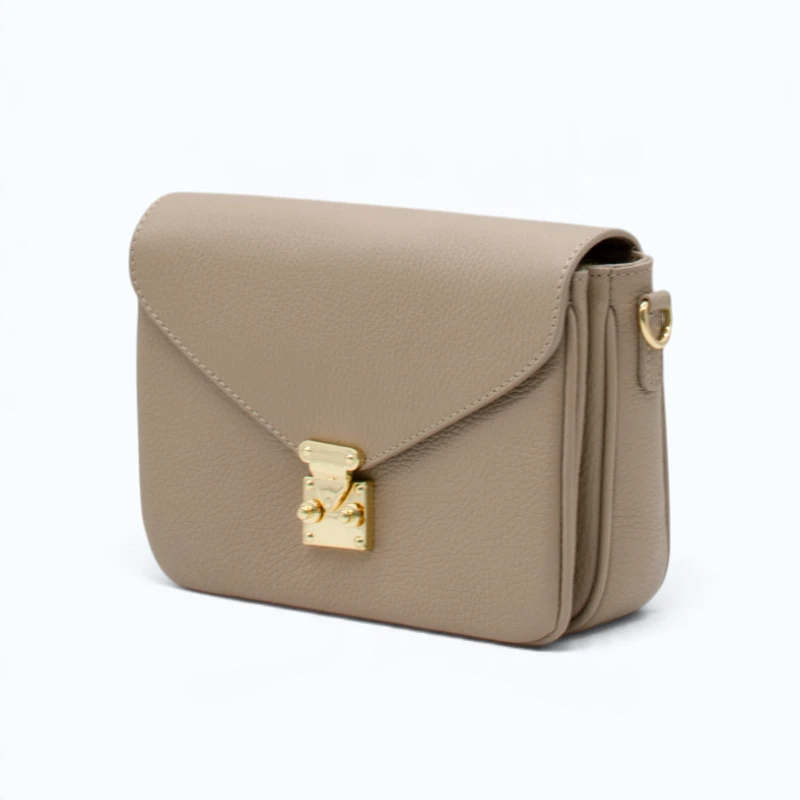 margot beige leather crossbody bag side details