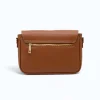 margot camel leather crossbody bag back