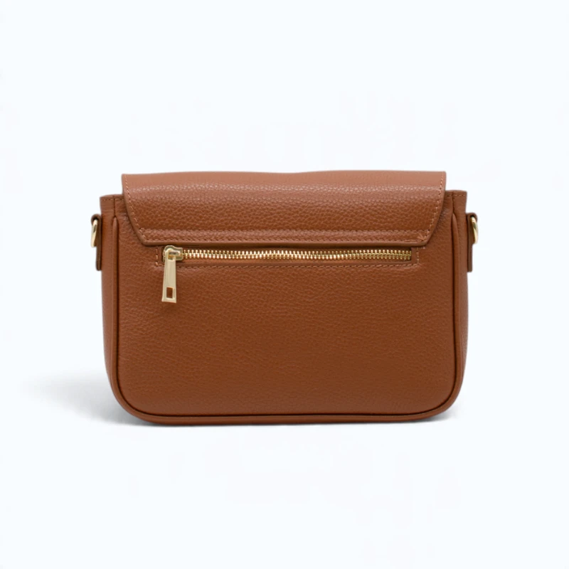margot camel leather crossbody bag back