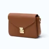 margot camel leather crossbody bag straps side view