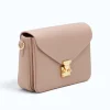 margot nude leather crossbody bag side view