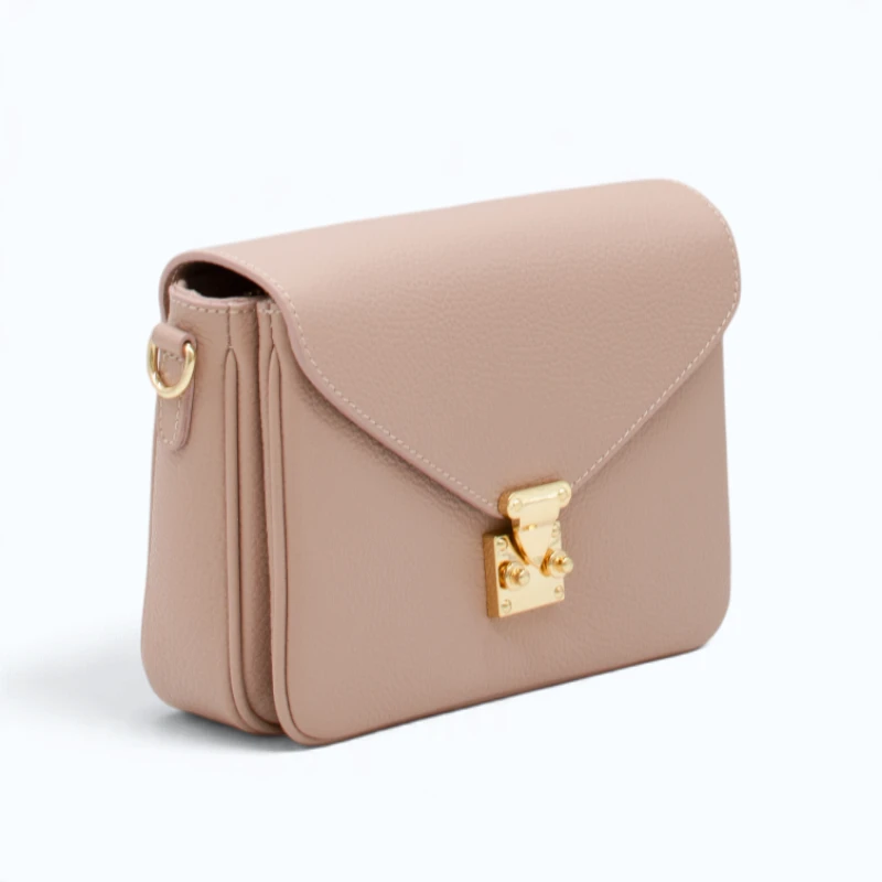 margot nude leather crossbody bag side view