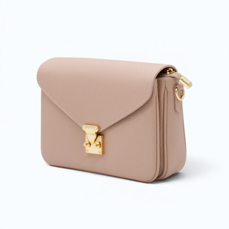 margot nude leather crossbody bag side view
